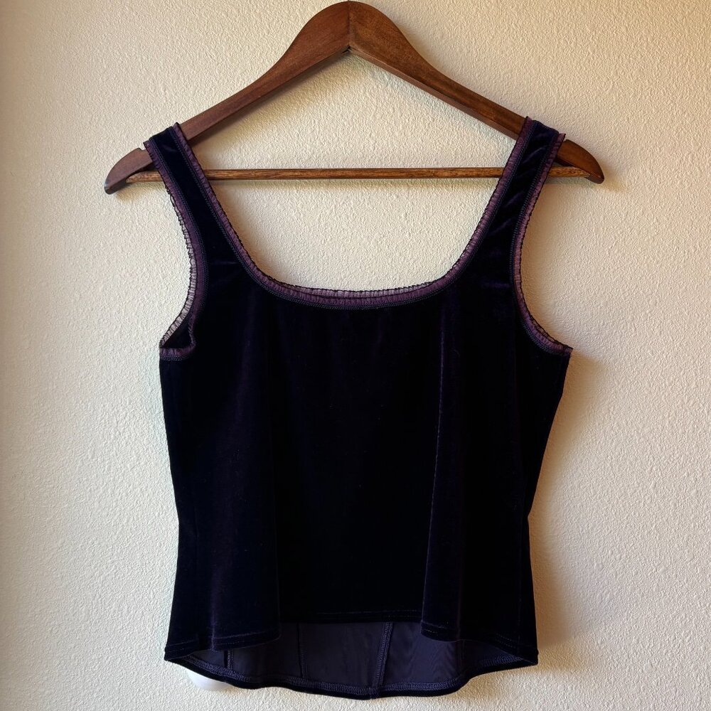 Vintage Y2K Arianne Deep Purple Velvet Corset Bustier Tank Top Size L Whimsigoth - Picture 6 of 8